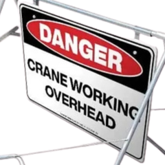 Danger Crane Working Overhead Swing Stand & Sign