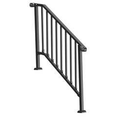 3-4 Step Outdoor Handrail Retro Arch - Black-Hammerox Industrial