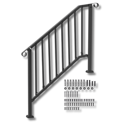 3-4 Step Outdoor Handrail Retro Arch - Black-Hammerox Industrial