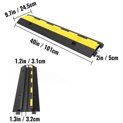 3 Pack 2-Channel Cable Protector Ramp Floor Wire Cover 11000lb Capacity-Hammerox Industrial