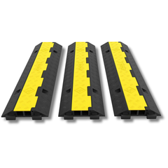 3 Pack 2-Channel Cable Protector Ramp Floor Wire Cover 11000lb Capacity-Hammerox Industrial