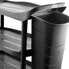 3 Shelf Utility Trolley with 2 Buckets-Hammerox Industrial