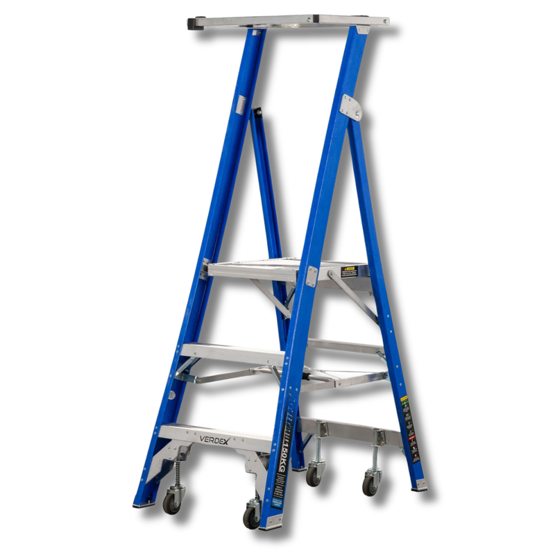3 Step Fibreglass Industrial Platform Ladder 870mm Platform Height-Hammerox Industrial