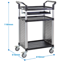 3 Tier Aluminium Computer Cart with Slide Out Shelf-Hammerox Industrial