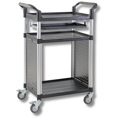 3 Tier Aluminium Computer Cart with Slide Out Shelf-Hammerox Industrial