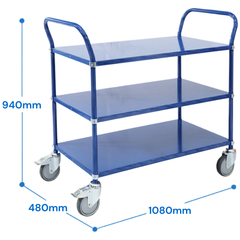 3 Tier Multi Shelf Trolley - Blue-Hammerox Industrial