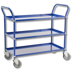 3 Tier Multi Shelf Trolley - Blue-Hammerox Industrial