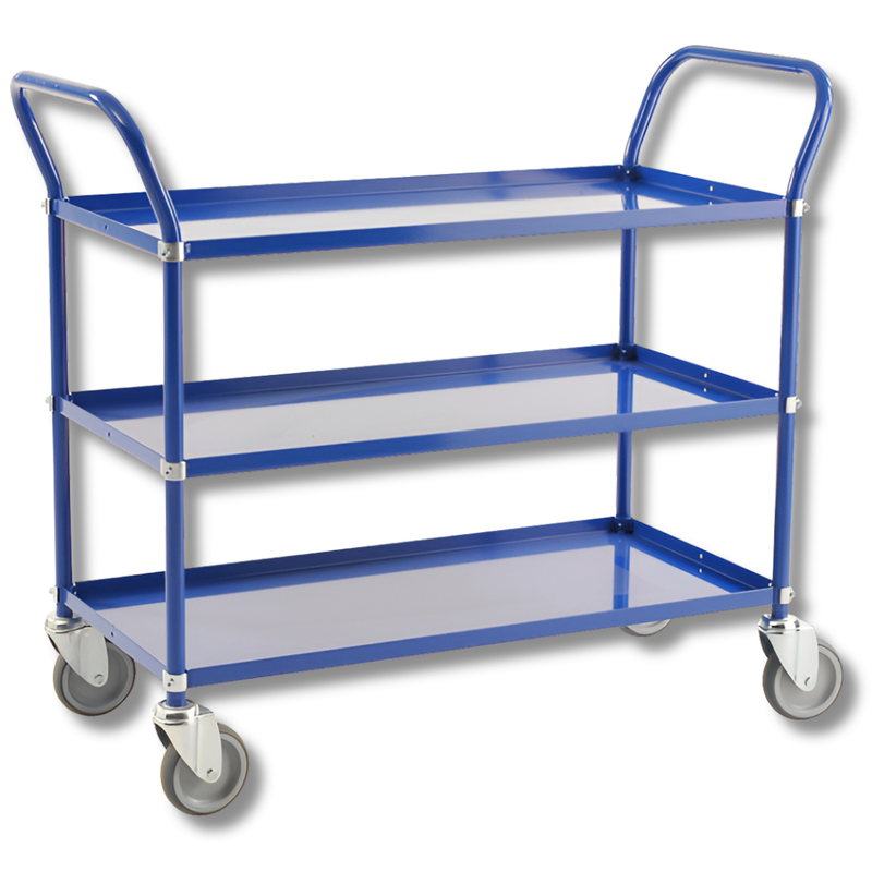 3 Tier Multi Shelf Trolley - Blue-Hammerox Industrial