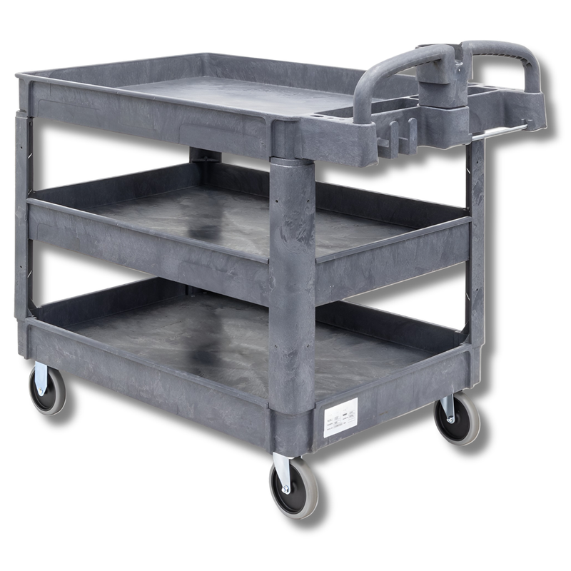 3 Tier Plastic Utility Cart with Ergonomic Handle-Hammerox Industrial