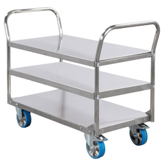 3 Tier Stainless Steel Double Handle Platform Trolley-Hammerox Industrial