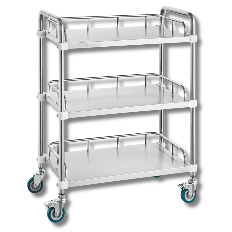 3 Tier Stainless Steel Lab Cart Mobile Utility Cart-Hammerox Industrial