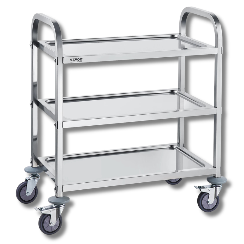 3 Tier Stainless Steel Utility Cart 400lb Capacity-Hammerox Industrial
