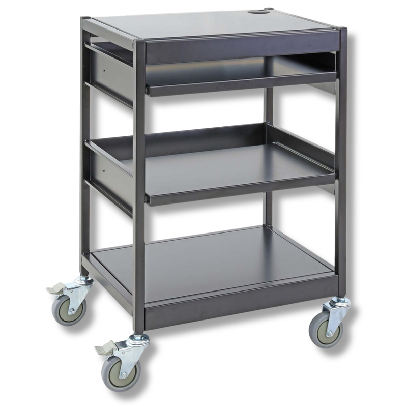 3 Tier Steel Computer Cart with Slide Out Shelf-Hammerox Industrial
