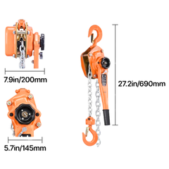 3 Ton Lever Chain Hoist 3m Lift-Hammerox Industrial