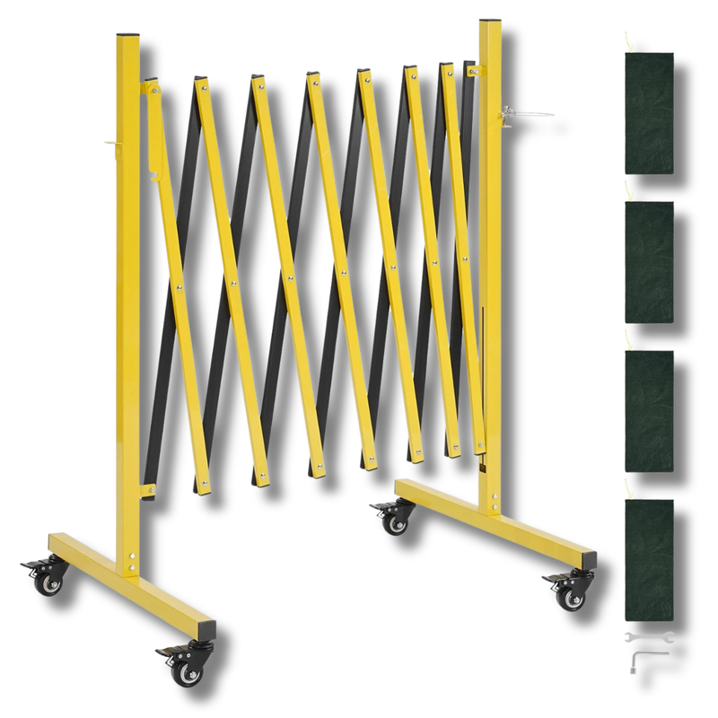 3.82m Expandable Safety Barrier with Locking Casters