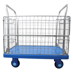 300kg Industrial Cage Platform Trolley with Mesh Sides