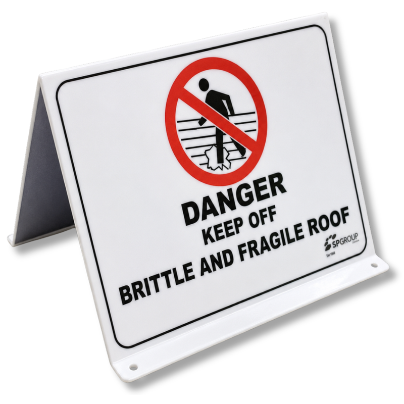 300 x 225mm Roof A Frame Sign Danger Keep Off Brittle & Fragile Roof - SPEKTRA