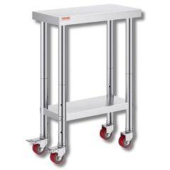 300x600mm Stainless Steel Food Prep Table with Wheels