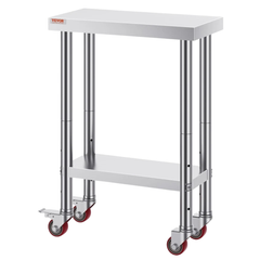 300x600mm Stainless Steel Food Prep Table with Wheels
