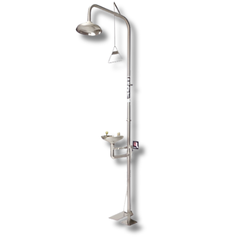 304 Stainless Steel Emergency Safety Shower with Single Nozzle Eyewash Bowl & Foot Treadle
