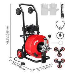 30m x 19mm Drain Cleaner Machine with Wheels-Hammerox Industrial