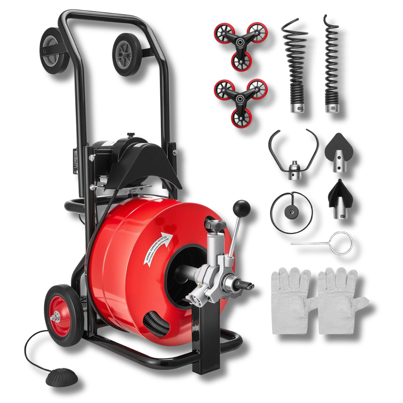 30m x 19mm Drain Cleaner Machine with Wheels-Hammerox Industrial