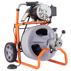 30m x 3/8" Drain Cleaner Machine with Wheels & 8 Cutters-Hammerox Industrial