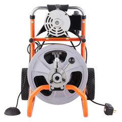 30m x 3/8" Drain Cleaner Machine with Wheels & 8 Cutters