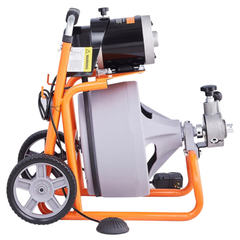 30m x 3/8" Drain Cleaner Machine with Wheels & 8 Cutters