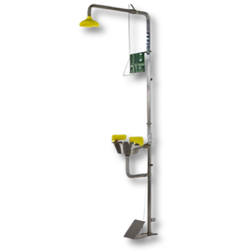316 Stainless Steel Emergency Safety Shower with Single Nozzle Eyewash Bowl & Foot Treadle
