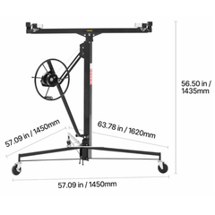 3353mm Plasterboard Lift 68kg Sheet Hoist with Wheels - Black-Hammerox Industrial