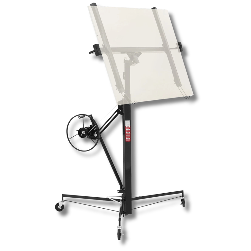 3353mm Plasterboard Lift 68kg Sheet Hoist with Wheels - Black-Hammerox Industrial