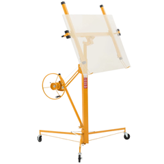 3353mm Plasterboard Lift 68kg Sheet Hoist with Wheels - Yellow-Hammerox Industrial