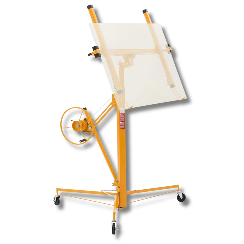 3353mm Plasterboard Lift 68kg Sheet Hoist with Wheels - Yellow-Hammerox Industrial