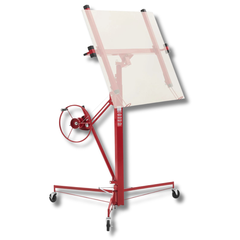 3353mm Plasterboard Lift 68kg Sheet Hoist with Wheels - Red