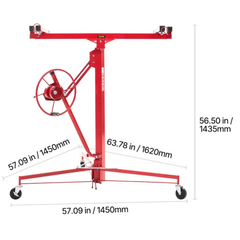 3353mm Plasterboard Lift 68kg Sheet Hoist with Wheels - Red