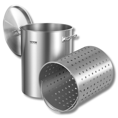 36 Quart Stainless Steel Stockpot with Basket & Lid