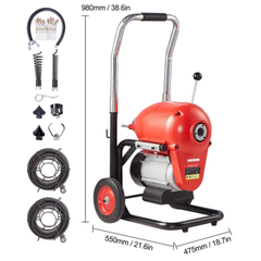 36m x 6/5" 1100W Drain Cleaner Machine Manual Feed-Hammerox Industrial