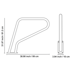 39x32" Stainless Steel Pool Handrail with Base Plate