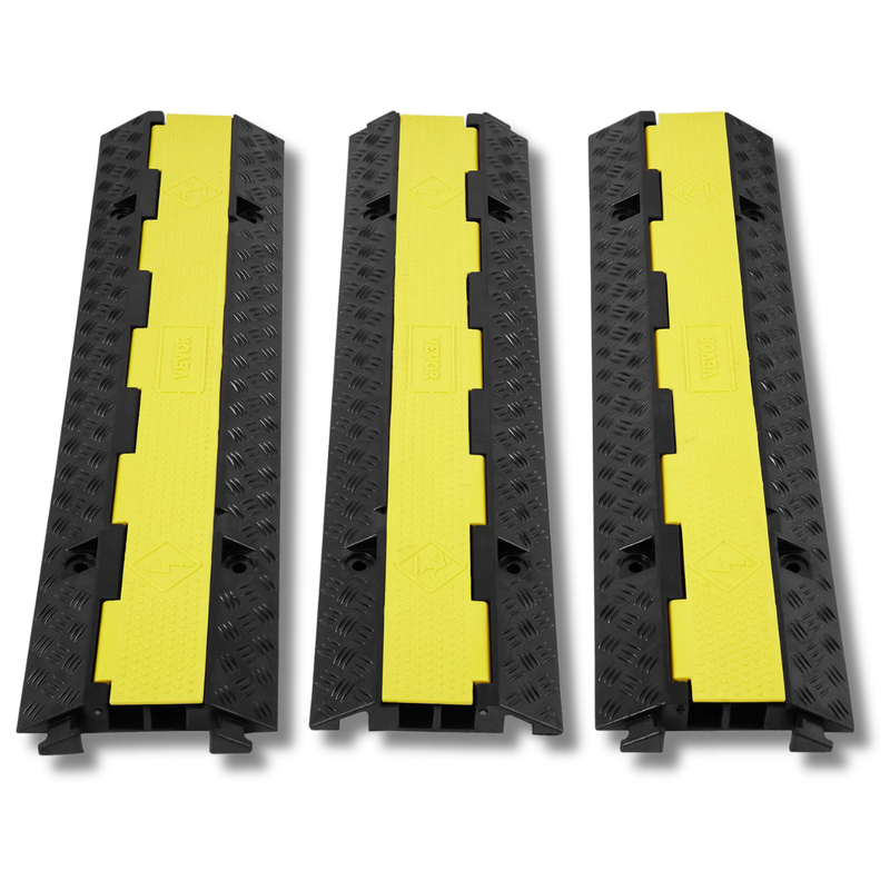 3 Pack 2-Channel Cable Protector Ramp Floor Wire Cover 5443kg Capacity