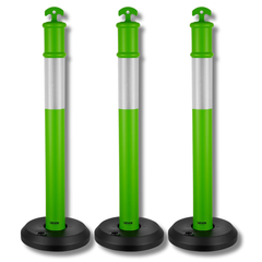 3 Piece 1140mm Traffic Delineator Posts Fillable Base - Green