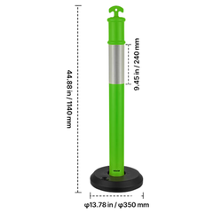 3 Piece 1140mm Traffic Delineator Posts Fillable Base - Green