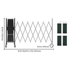 3.37m Expandable Safety Barrier with Locking Casters-Hammerox Industrial