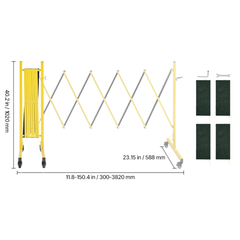 3.82m Expandable Safety Barrier with Locking Casters-Hammerox Industrial