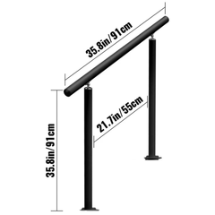 3ft Outdoor Stair Handrail - Black