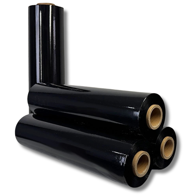4 Pack 500mm x 400m x 25 Micron Black Stretch Film-Hammerox Industrial