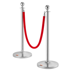 4 Pack Crowd Control Stanchions with Velvet Ropes-Hammerox Industrial