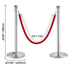 4 Pack Crowd Control Stanchions with Velvet Ropes-Hammerox Industrial