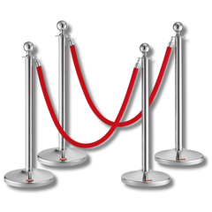 4 Pack Crowd Control Stanchions with Velvet Ropes-Hammerox Industrial