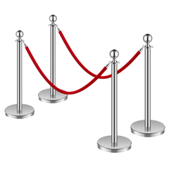 4 Piece Stanchion Post Set with Velvet Ropes-Hammerox Industrial